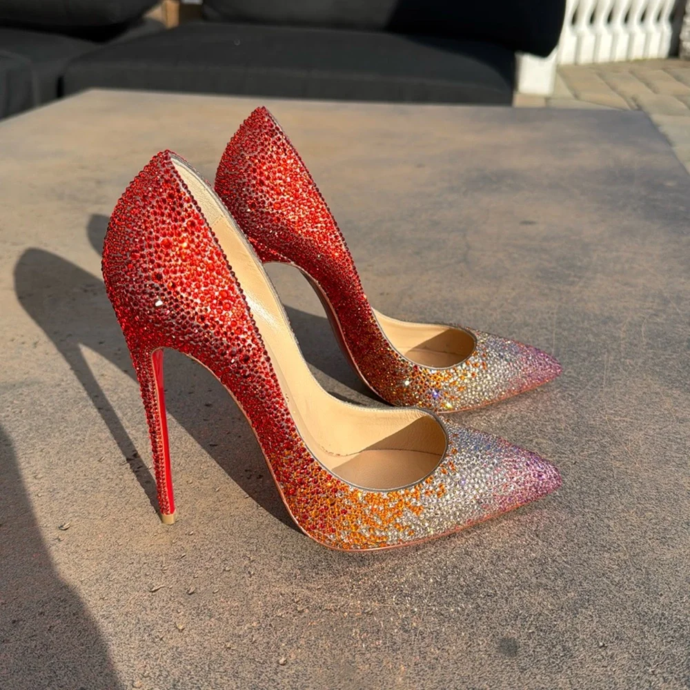 Christian Louboutinin pigalle follies STRASS crystal degrade ombré stiletto 38.5